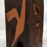 Brutalist ceramic lamp with stylized bird decor