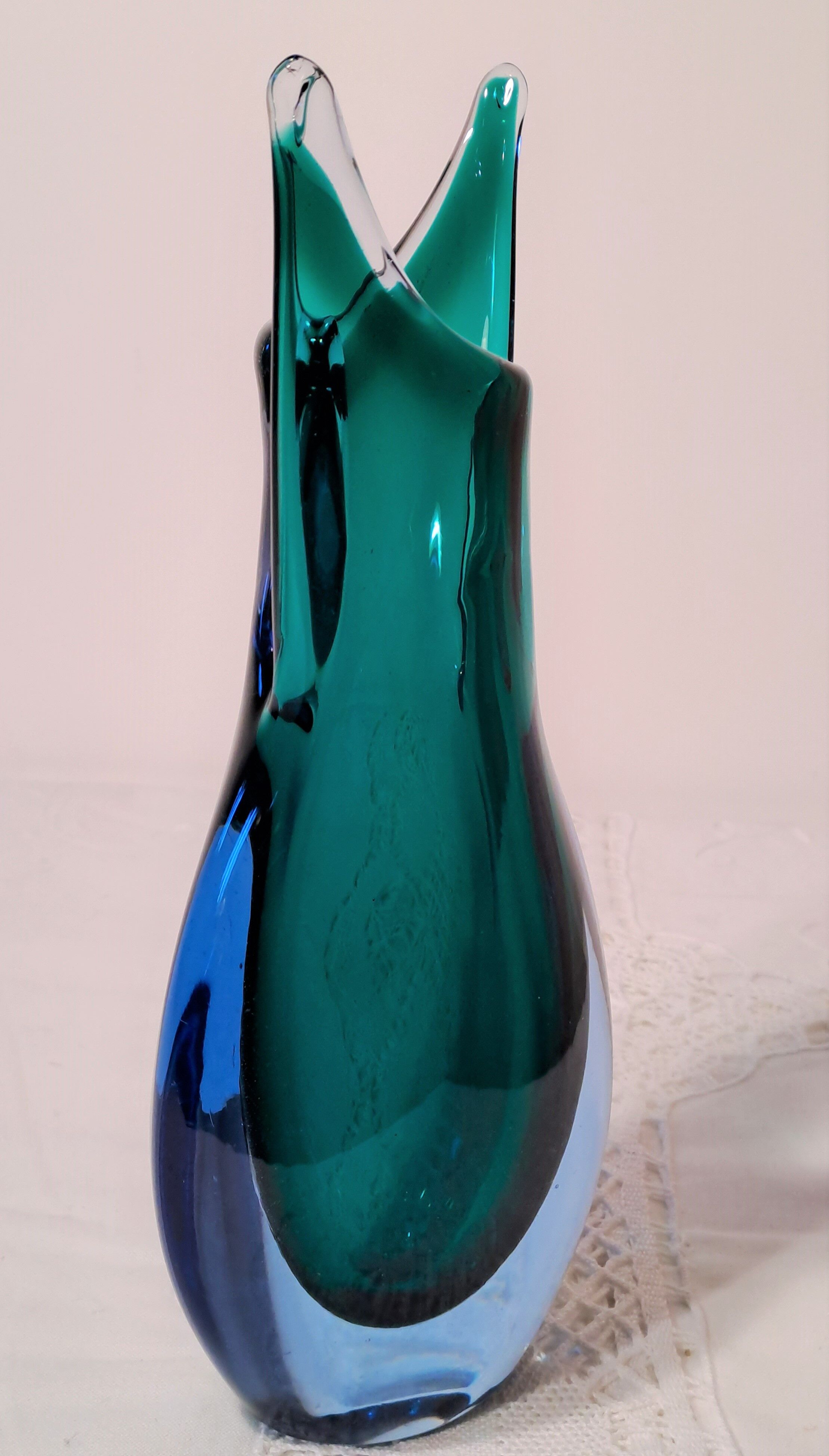 Murano vase with sliced neck by Flavio Poli