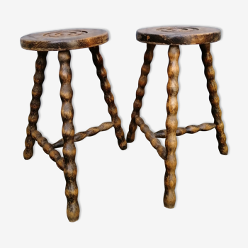 2 french brutalist stools