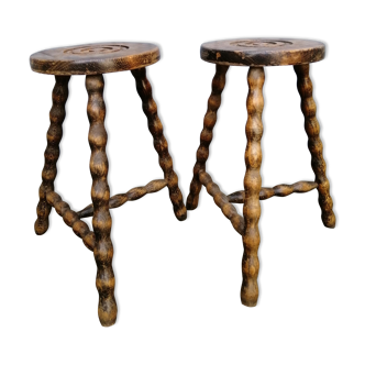 2 french brutalist stools