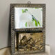 Art Nouveau mail rack in brass repelled beveled mirror early twentieth century