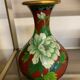 CLOISONNE VASE WITH LOTUS FLOWERS DECOR IN BURGUNDY TONES