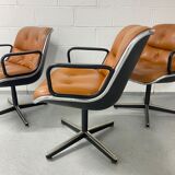 Fauteuil de Charles Pollock encuir Cognac