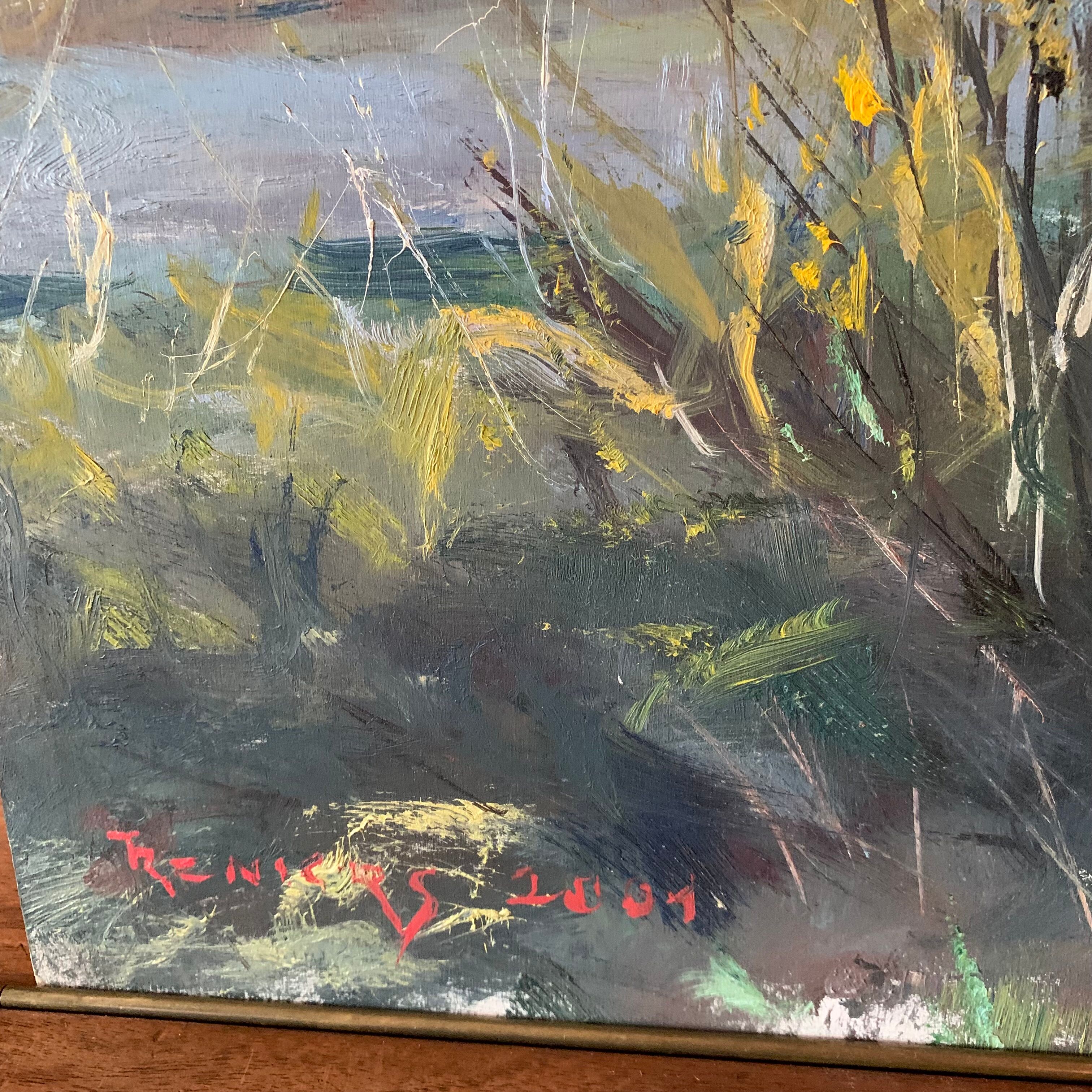 Oil on panel painting "Rural Landscape"