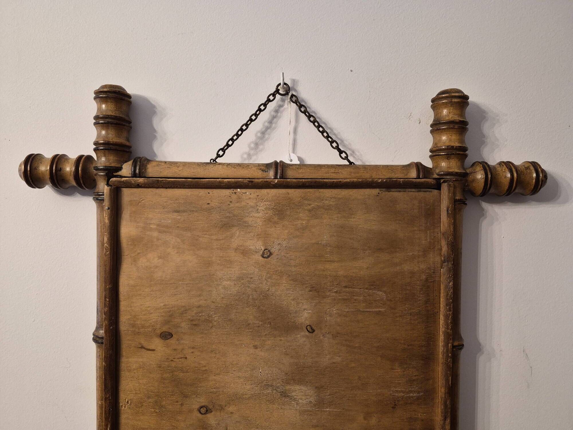 Antique turned wooden mirror in bamboo style, late 19th century A117
