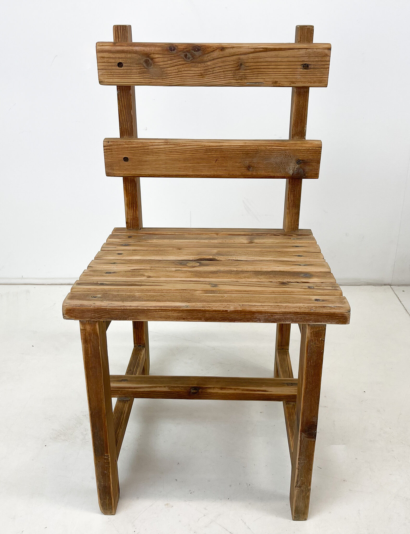 Vintage Wooden Dining Set of Bench & 3 Chairs