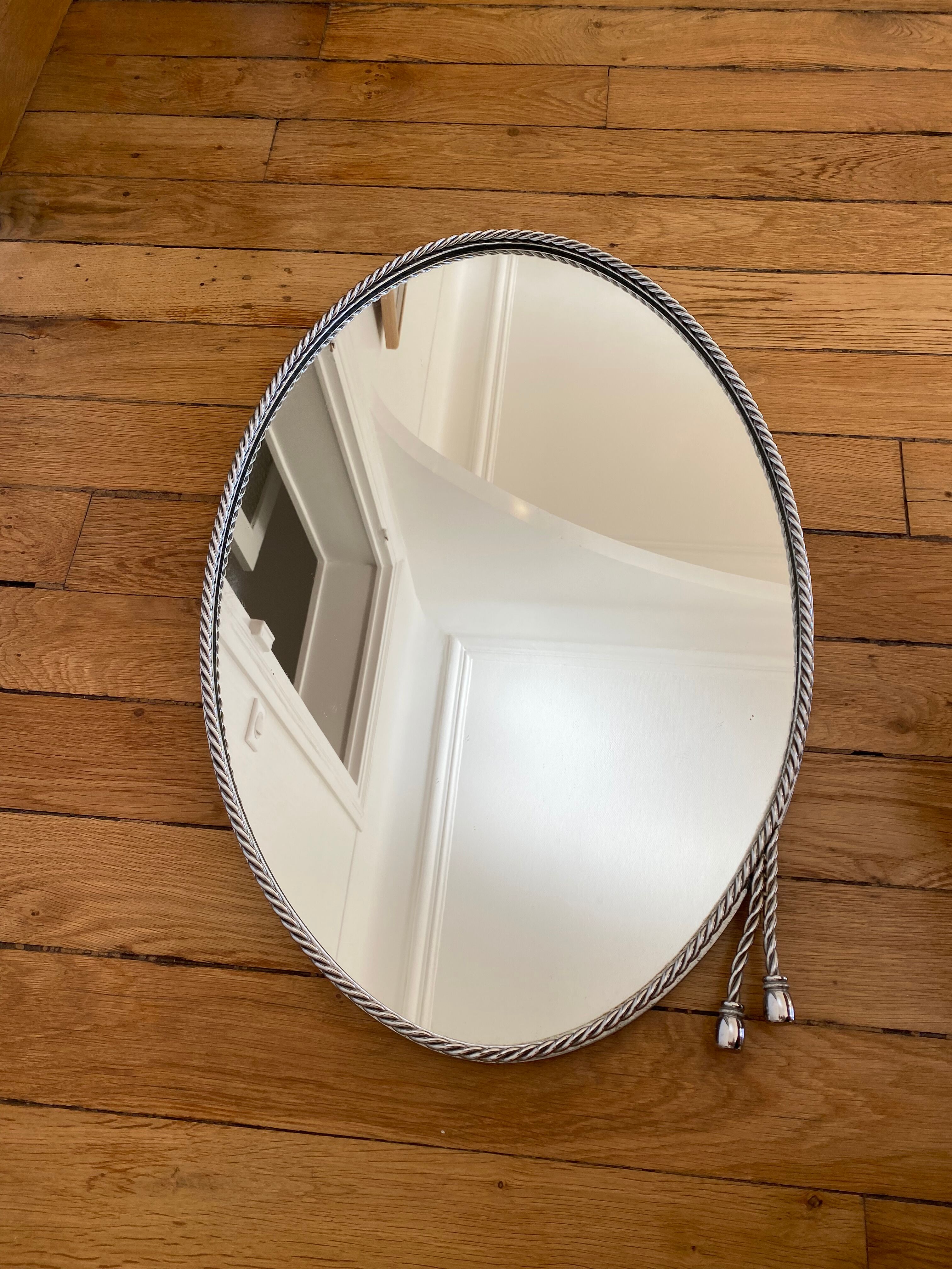 Miroir en métal argenté ancien 68x46cm