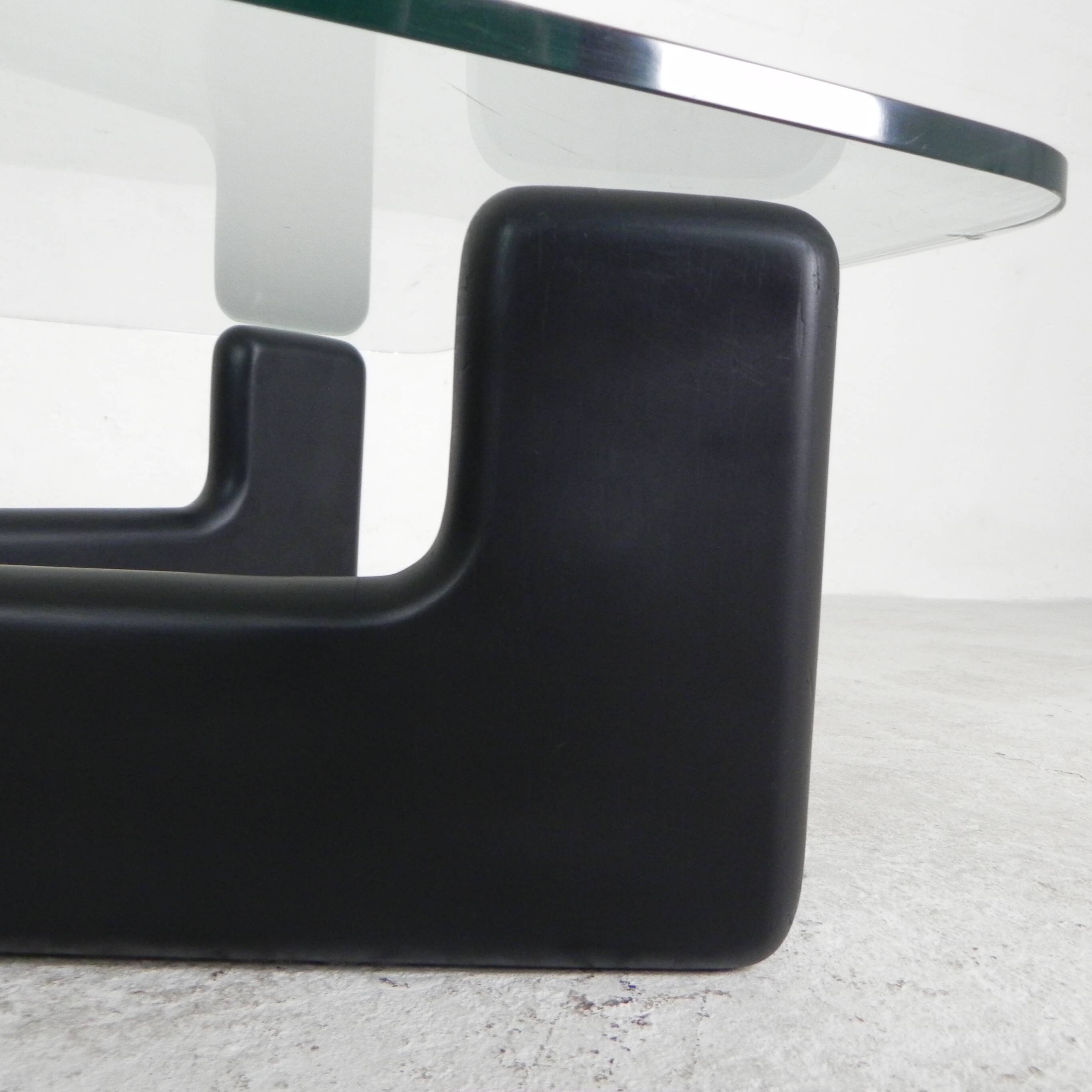 Vintage coffee table with organic black wooden base, 1970s