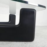 Vintage coffee table with organic black wooden base, 1970s