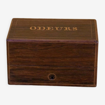 Louis-Philippe period ointment box in native wood and marquetry, 19th century