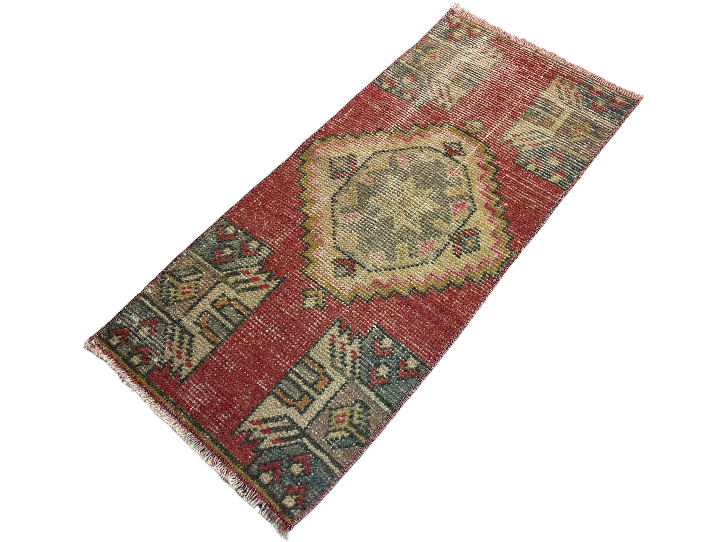 Vintage turkish pastel mini rug  98 x 45 cm