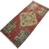 Vintage turkish pastel mini rug  98 x 45 cm