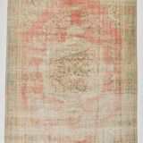 6x10 Peach Red Turkish Vintage Rug, 194x294Cm