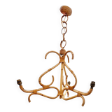 Rattan chandelier, pendant light, vintage lamp
