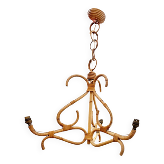 Lustre en rotin , suspension, lampe vintage