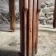 Vintage French walnut writing desk, 1950s Art Deco style, table with drawer, compact desk or side table