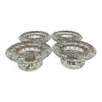 Set of 4 Arc France crystal candle holders