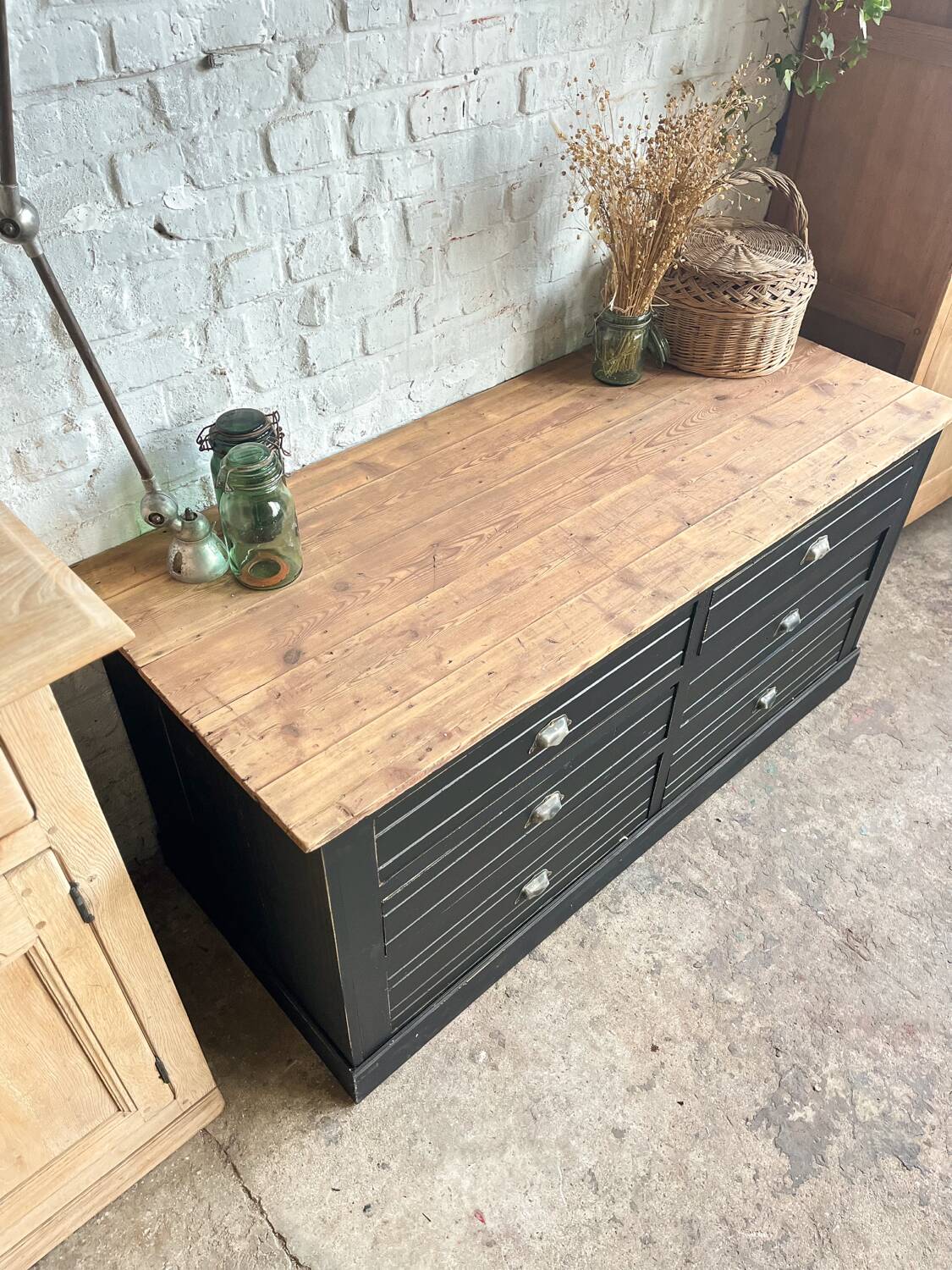 Old trade furniture with black patina