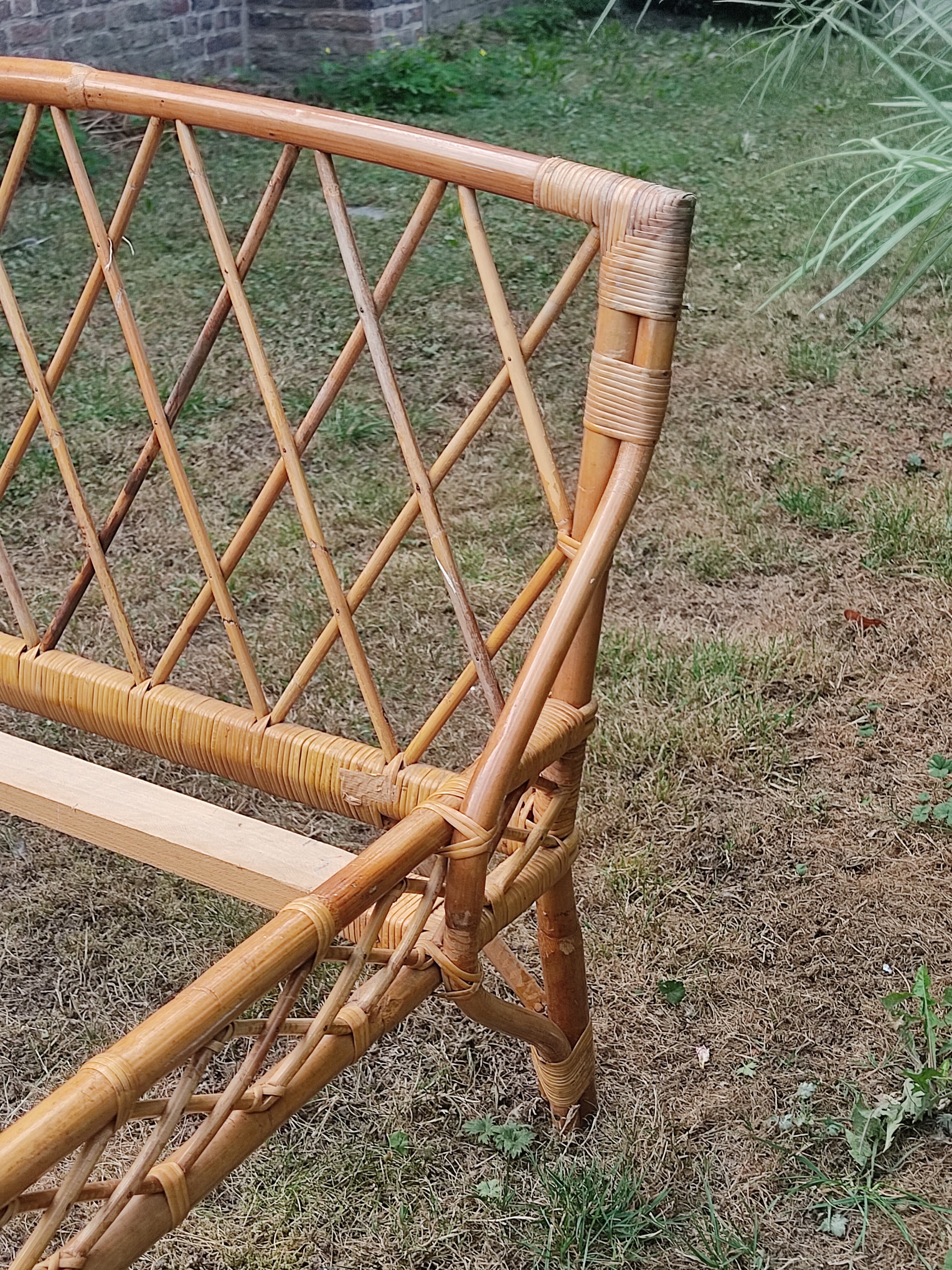 Rattan bed 1 place, 60s