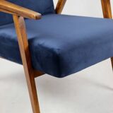 Vintage loft armchair 1970s navy blue velvet - 2 pieces available