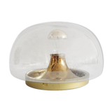 Smoked glass bubbles ceiling lamp gold-colored, wall lamp 1970s