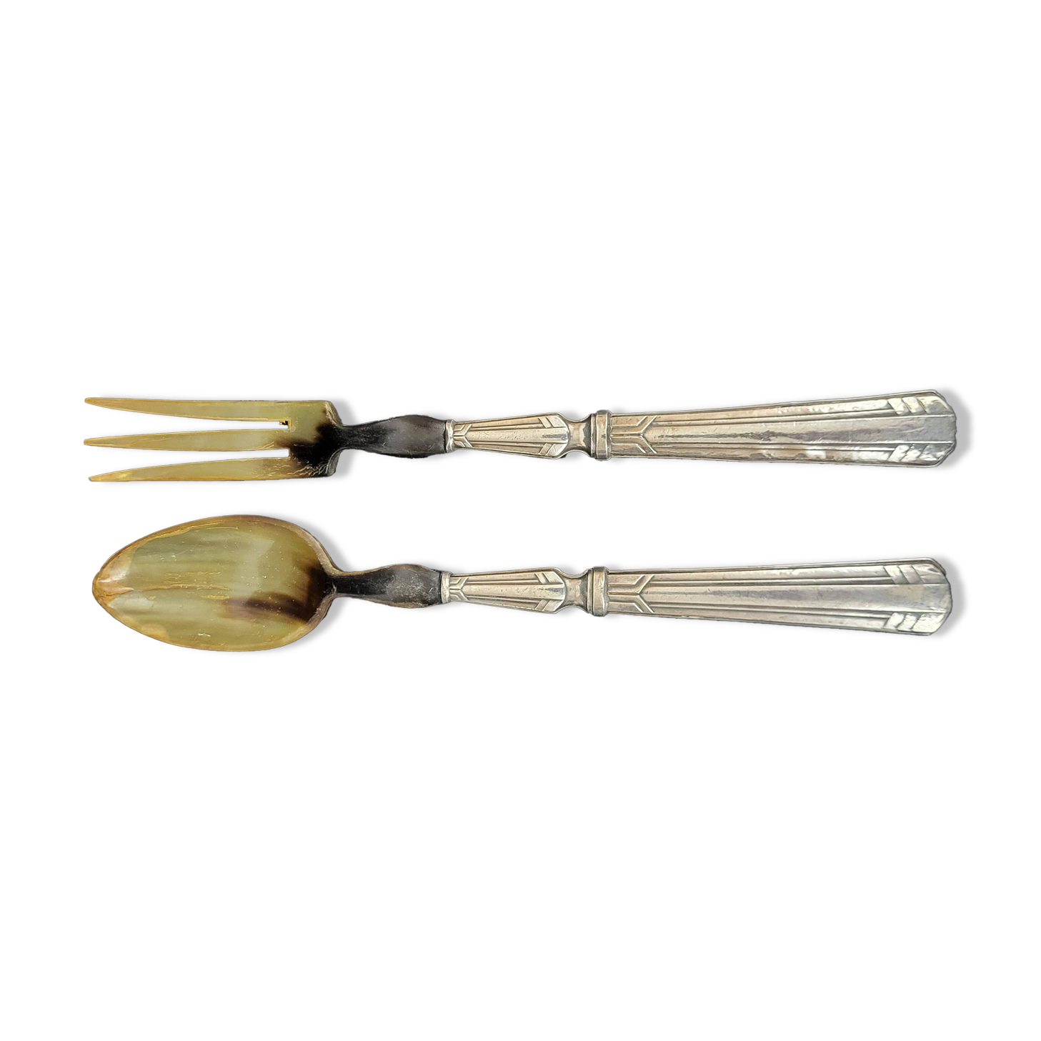 Art Deco Silver Salad Servers (Minerva Hallmark)