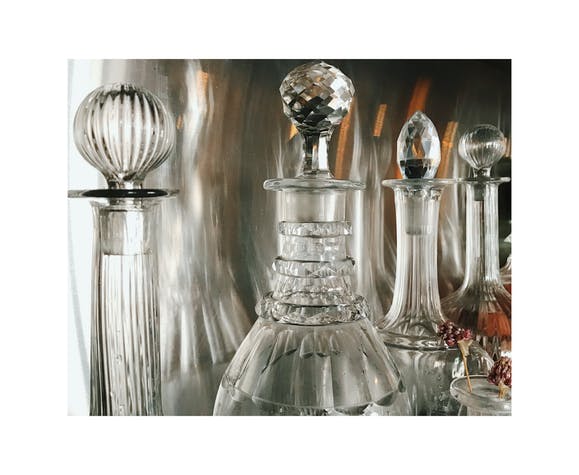 Lot of five glass carafes