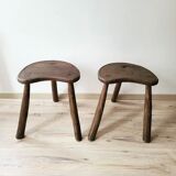 Pair of tripod brutalist stools