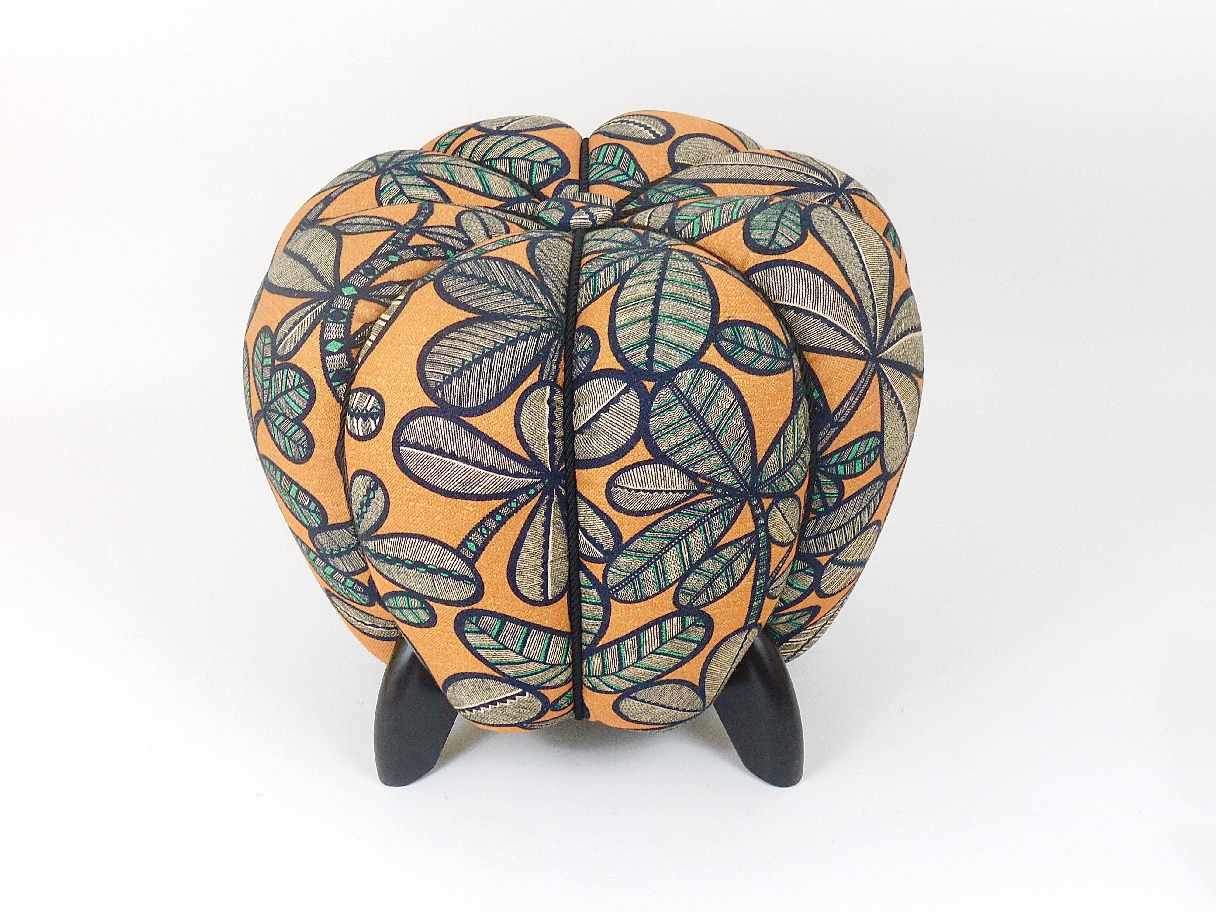 up to 3 Art Deco stools by Jindrich Halabala, leaf pattern, pouf, ottoman, 1930s