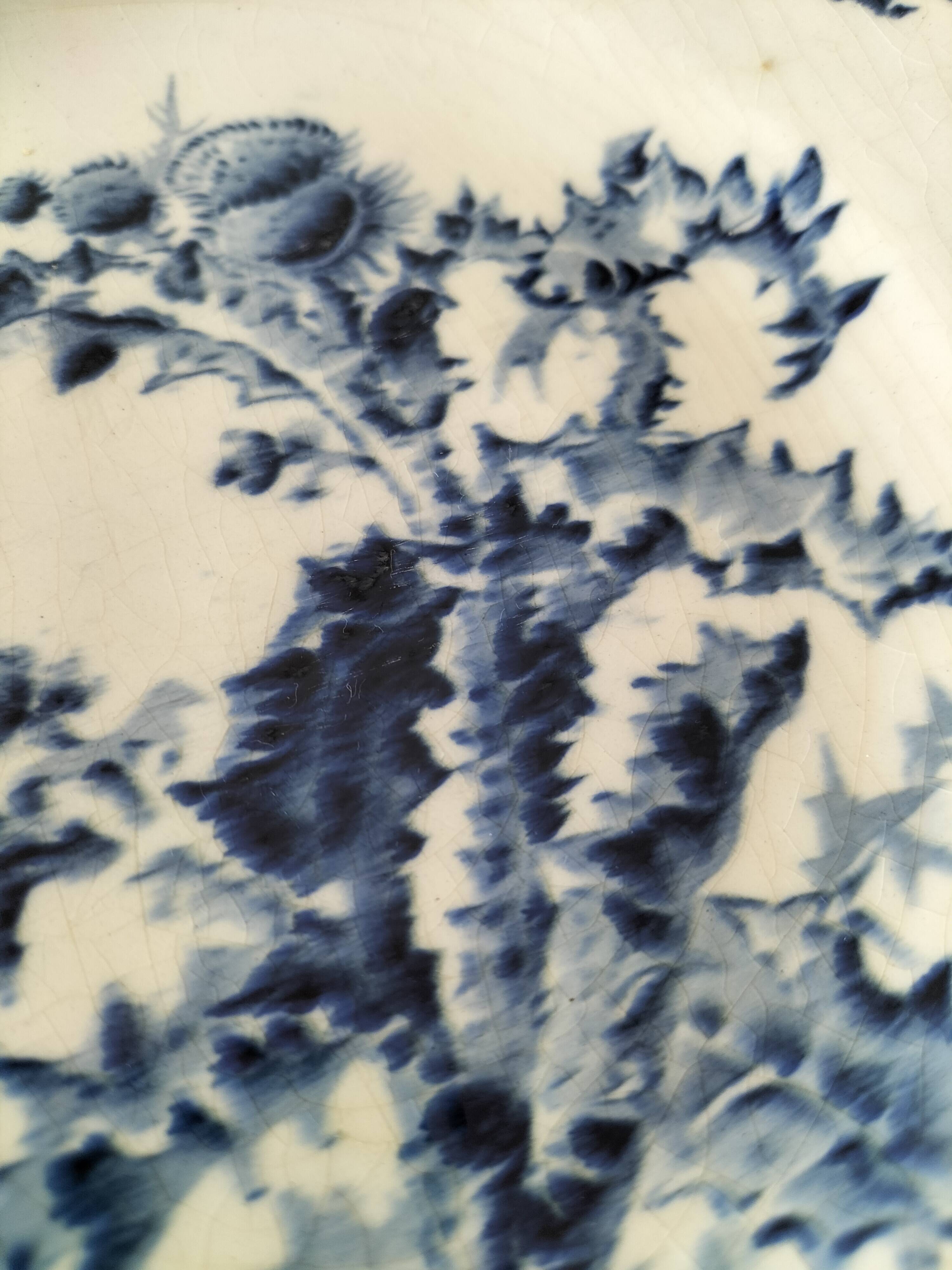 Trio of Gien soup plates – Chardon model in navy blue