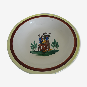 Service dish décor Breton. Large hollow plate.