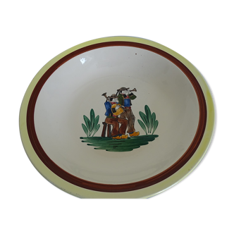 Service dish décor Breton. Large hollow plate.