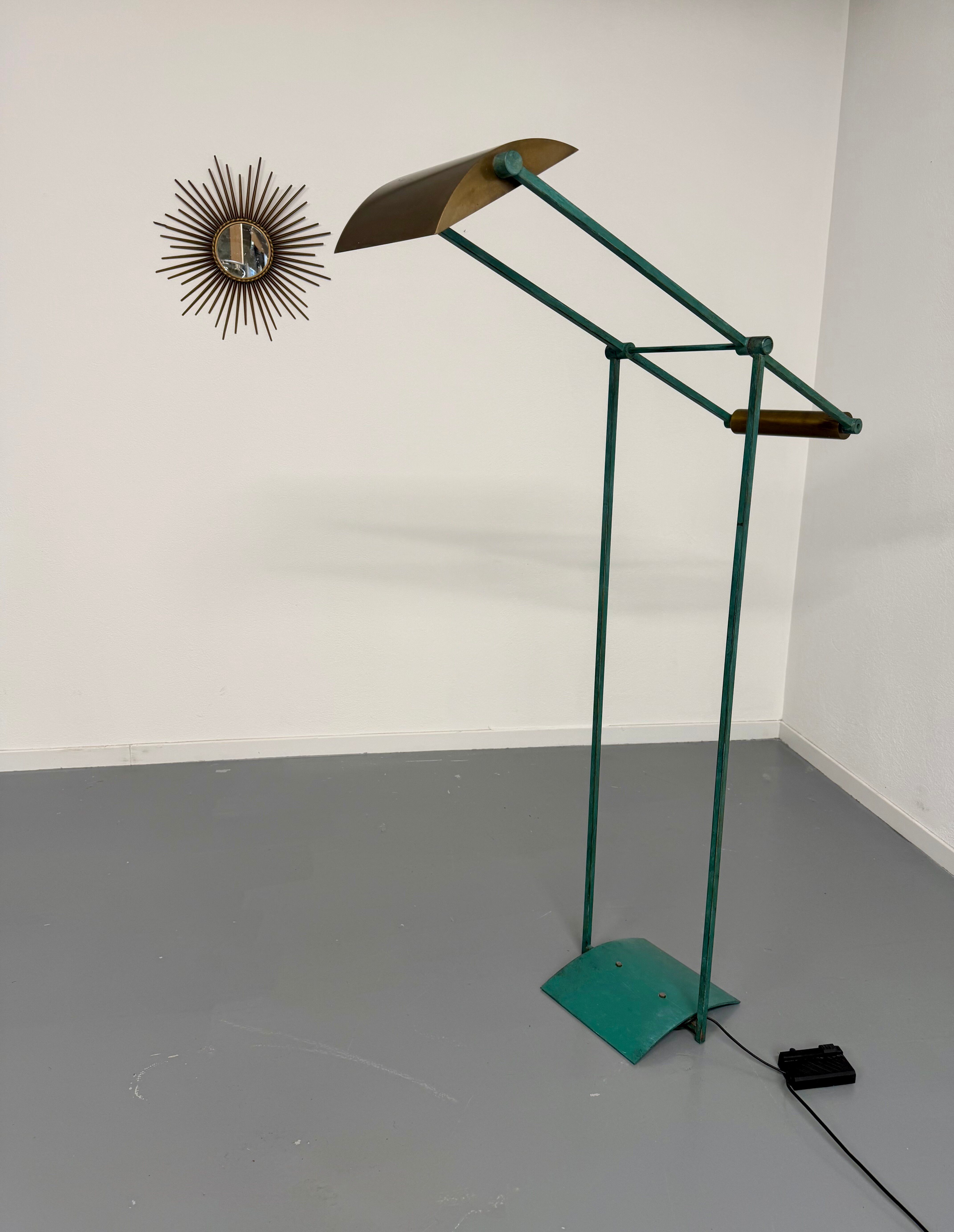 Postmodernist 1980s vintage metal halogen lamp