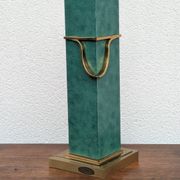Pied de lampe vintage Jean Roche, 1980, laiton & vert