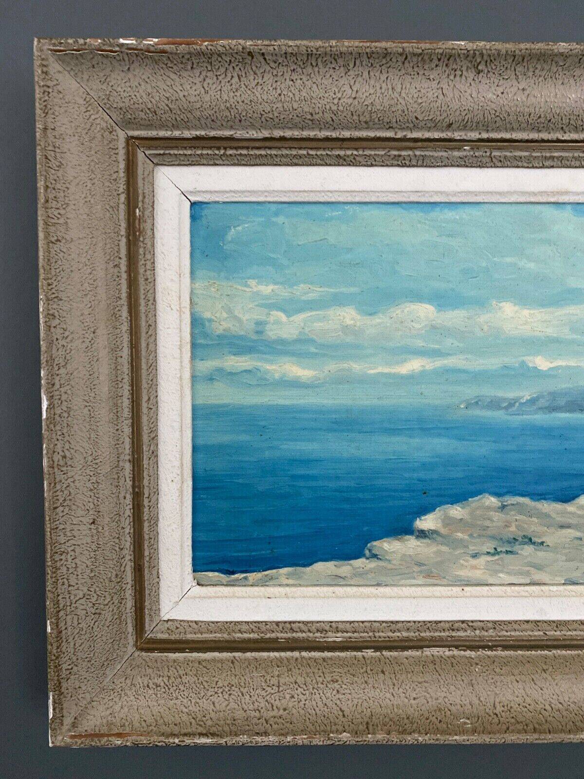 Oil on panel by M. Gibert 20th century rocky coast