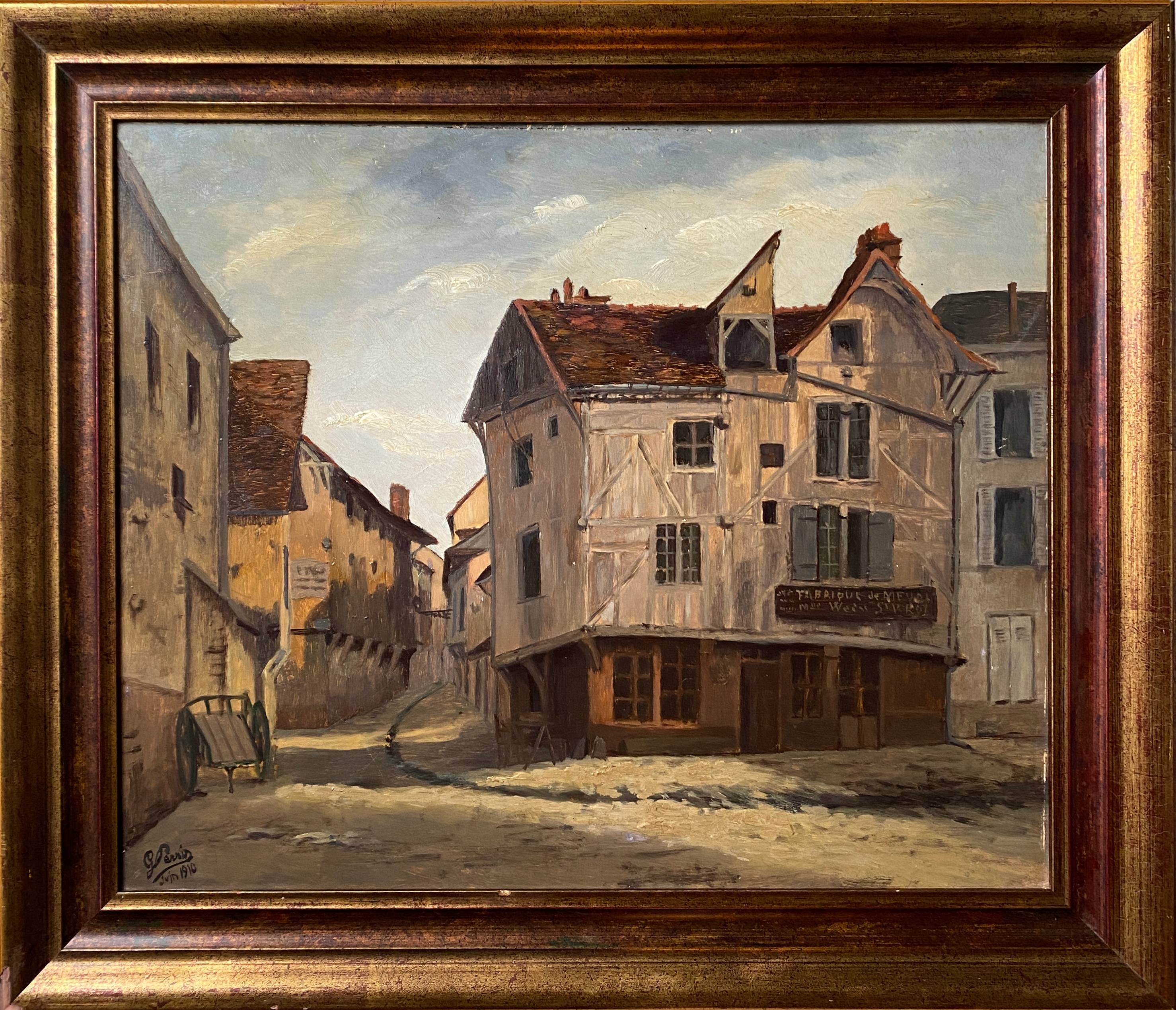 Table HSP "Rue Gambay Vieux Troyes" trade in 1910 HSP signed + frame