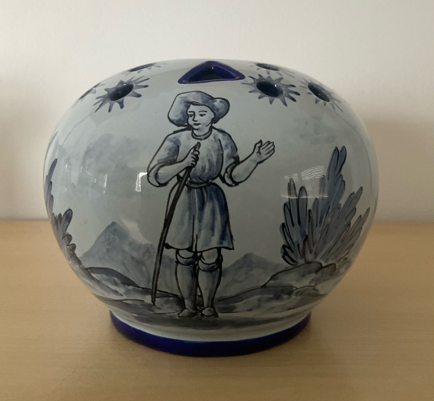 Vintage Nevers earthenware flower vase