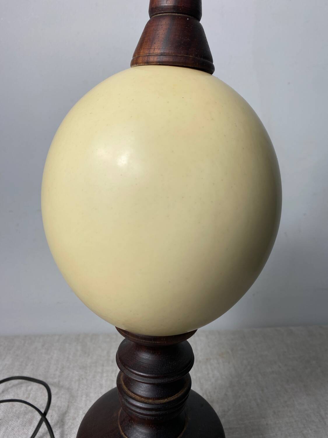 Wooden and ostrich egg lamp base