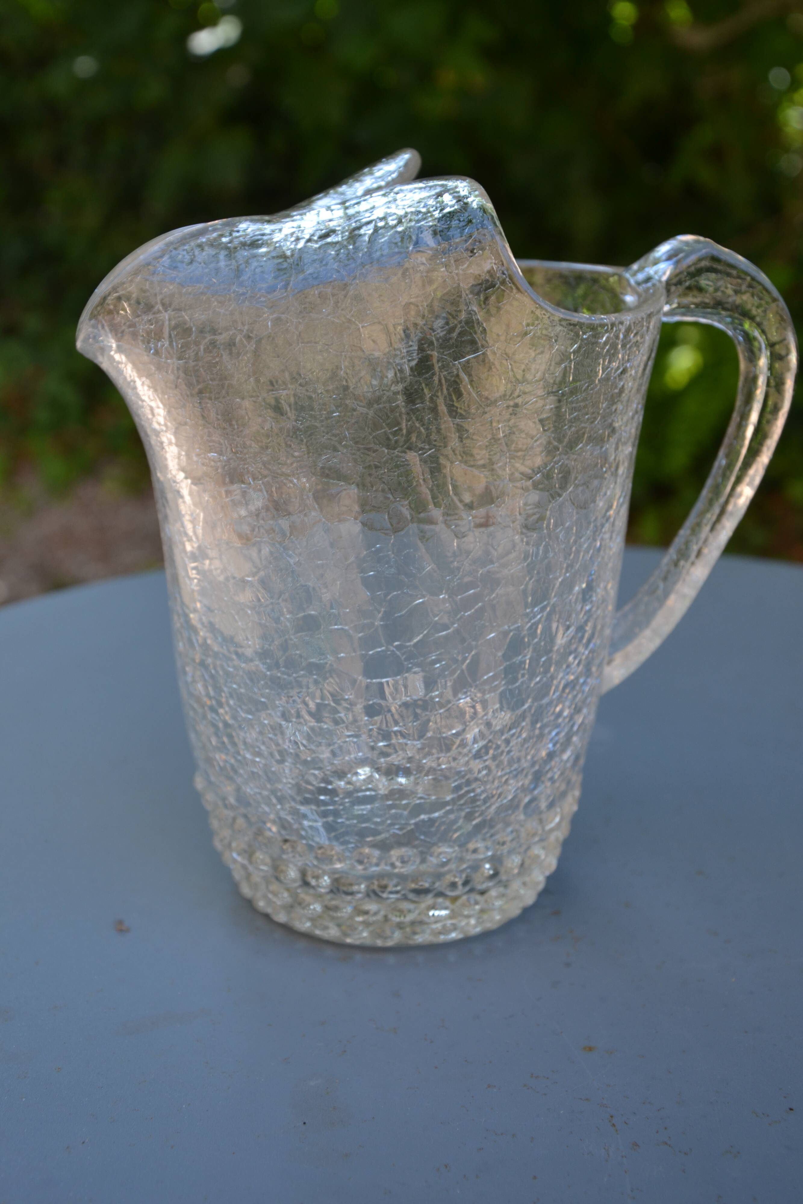 Special crackled glass pitcher with spikes