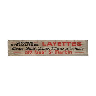 Ancien panneau magasins jouets layettes