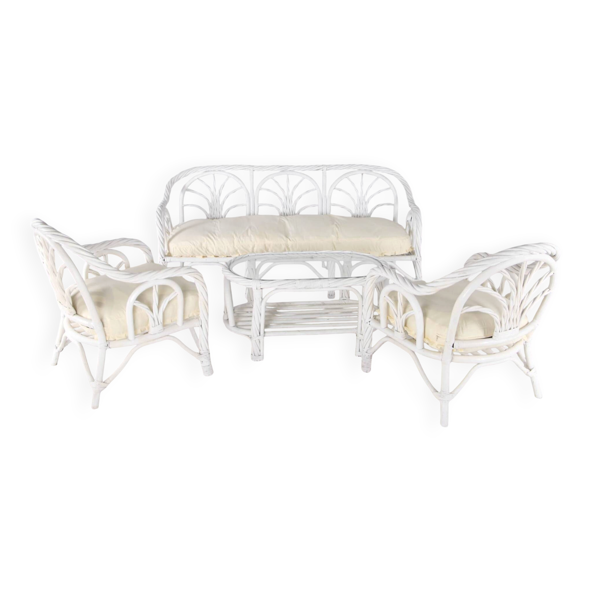 Bleached rattan living room