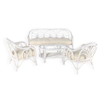 Bleached rattan lounge