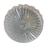 Round ceiling lamp in structured glass / vintage 60s-70s