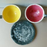 Set of 2 bowls and 1 Luc Vallauris ceramic plate from the 60s