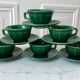 set of 6 cups and sub-cups in green slurry Lunéville 60s