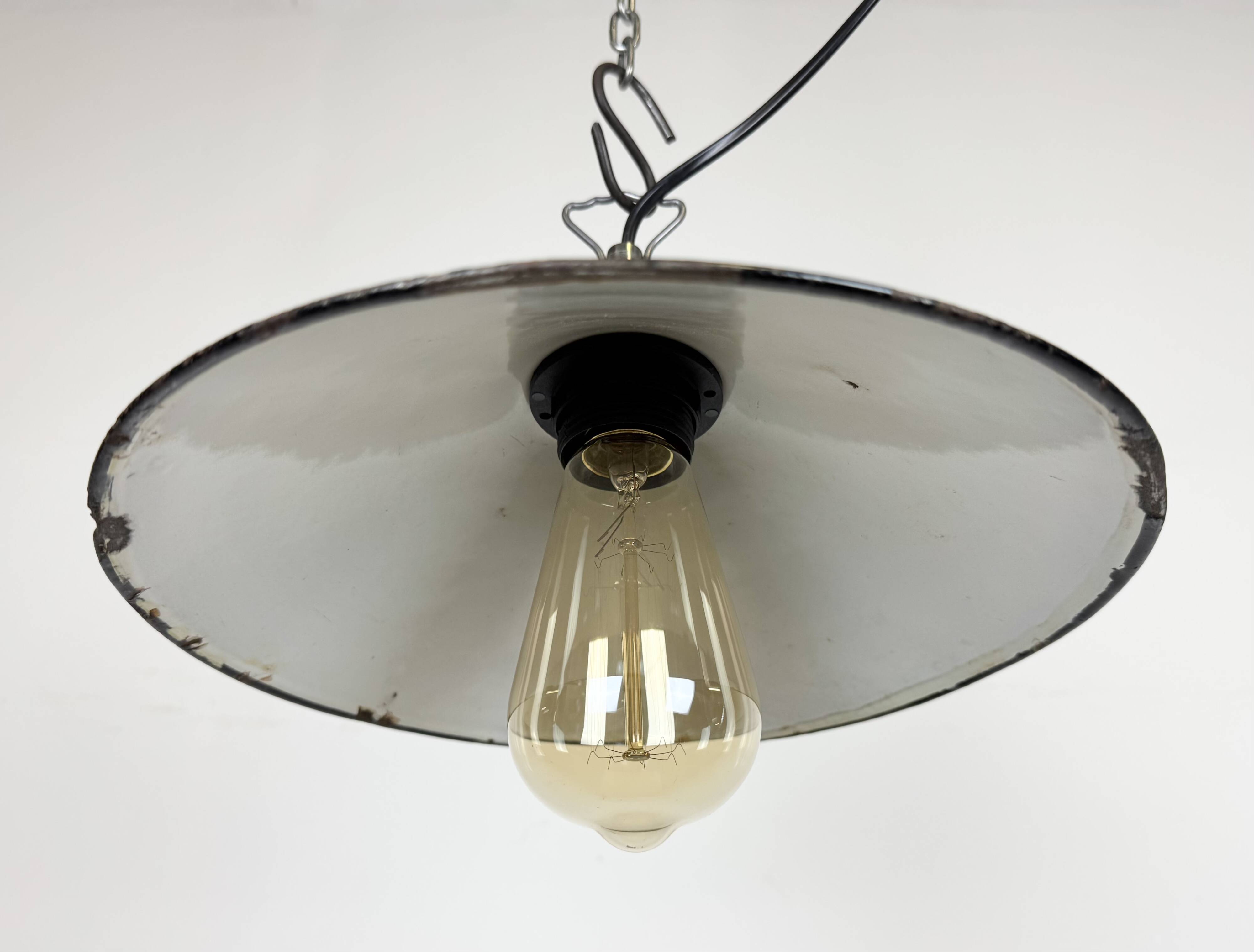 Industrial Petrol Enamel Factory Pendant Lamp, 1960s