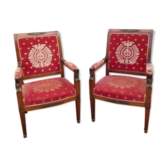 Pair of 19th century Empire armchairs