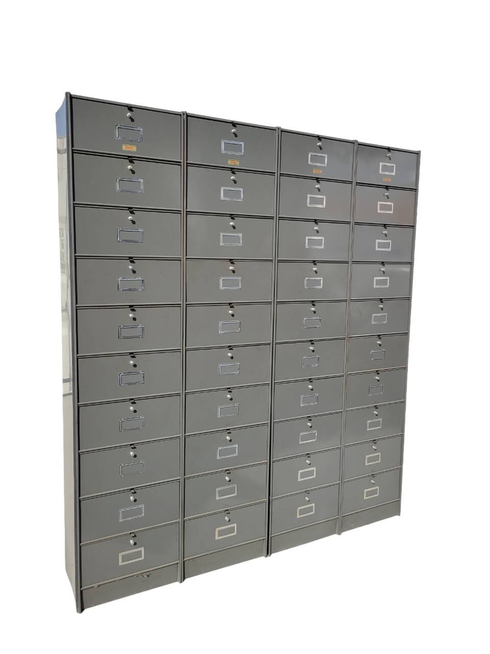 Set of 4 industrial column workshop furniture with Roneo flaps