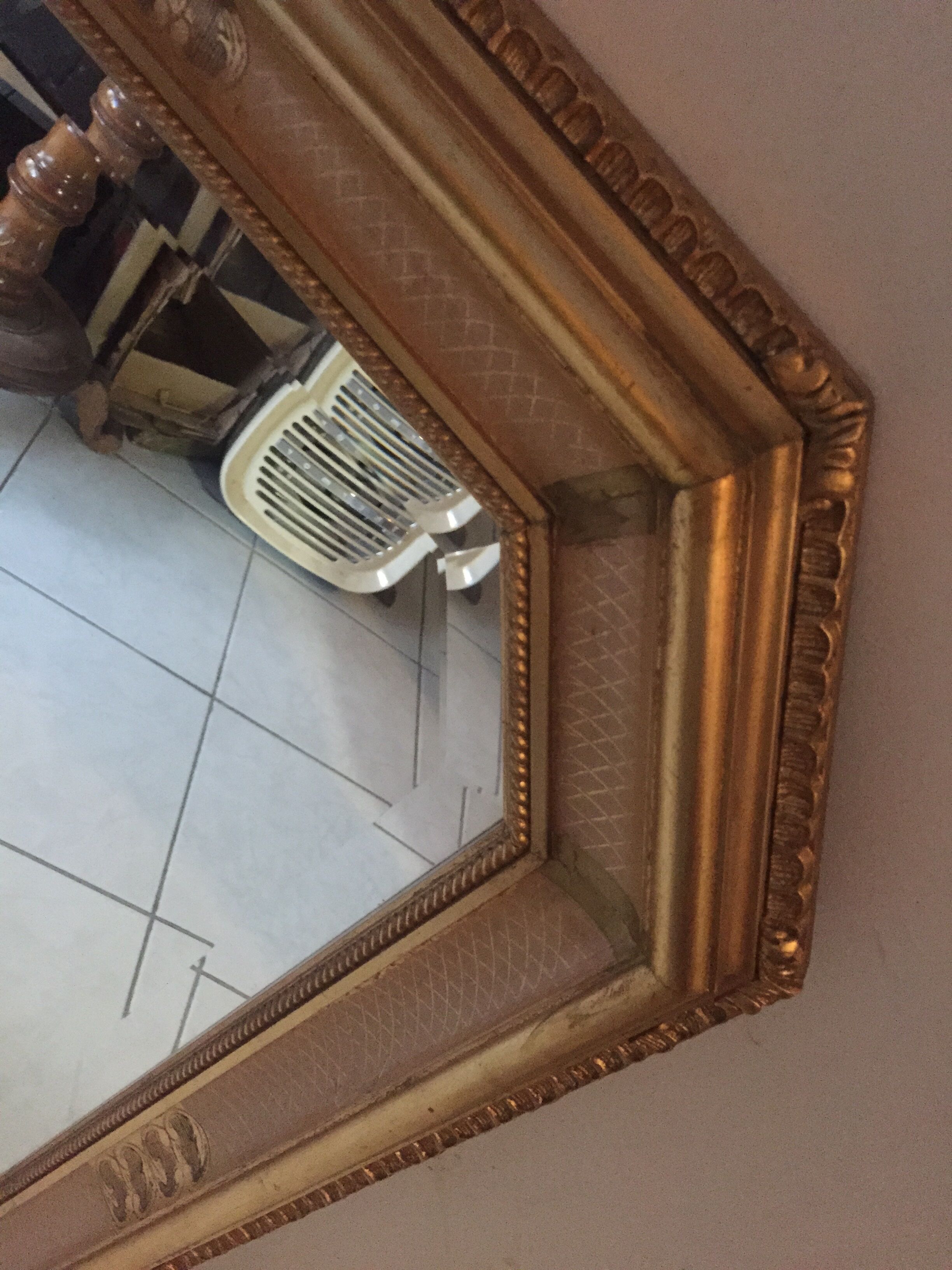 Octagonal mirror wooden gold 88 x 68 cm