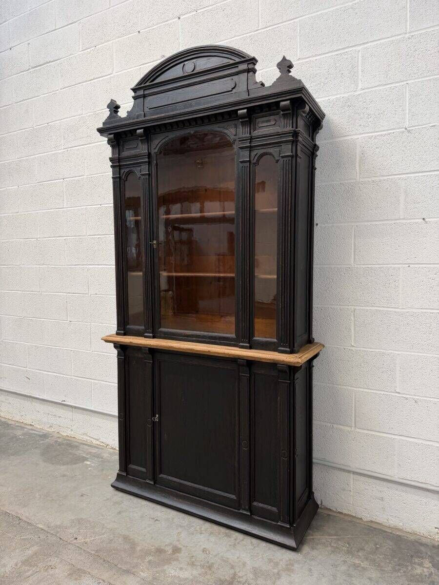 19th-century shop display cabinet in solid oak
